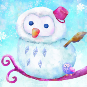 Lucky owl #18 snowman version