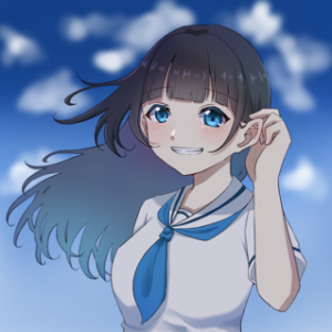 Japanese kawaii school girl blue