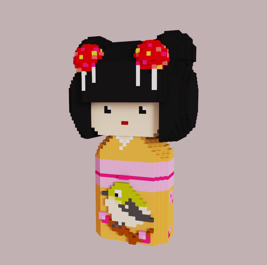 ウグイス#0016 – kokeshi voxel art