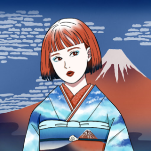 Pop Kimono Art #008 赤富士 Red Fuji